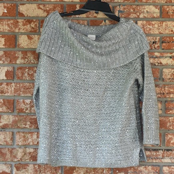 Chico's Sweaters - Chico's Silver Sequin Sweater NWT